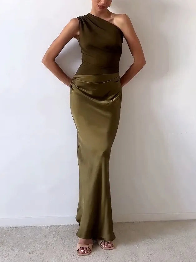 Alessandra™ | Elegant One-Shoulder Maxi Dress
