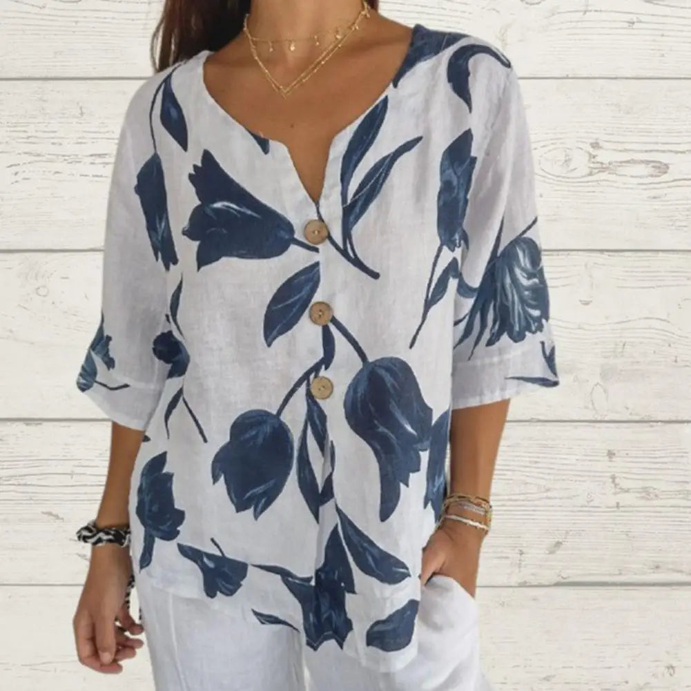 Talia™  Floral Button Top