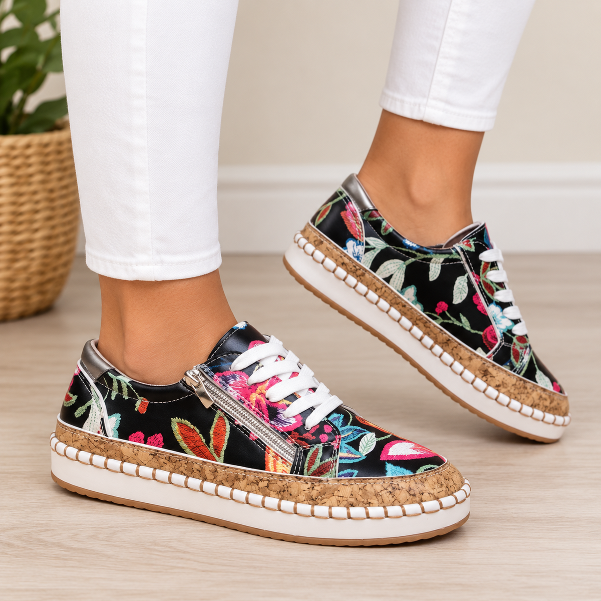 Oluchi™  Floral Orthopedic Zipper Sneakers