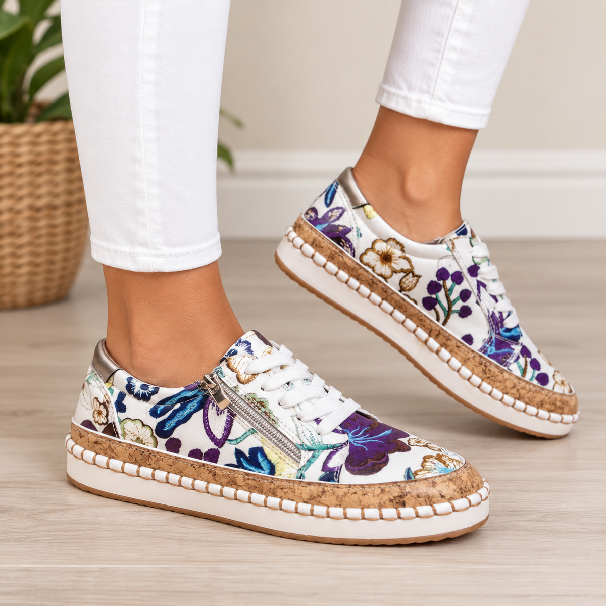 Oluchi™  Floral Orthopedic Zipper Sneakers